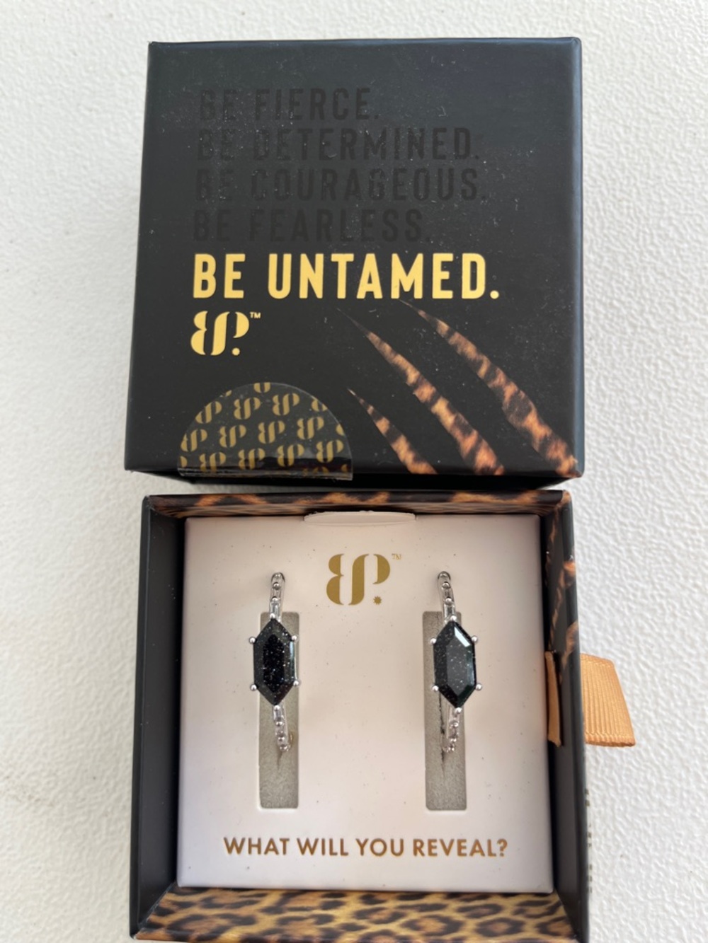 bp Black Druzy Bar Drop Earrings
